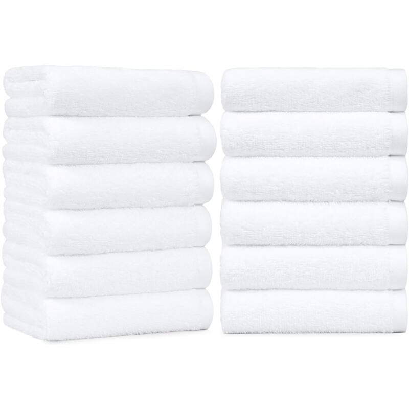 12 Pack Cotton Hand Towels 16x26 White - Soft & Absorbent