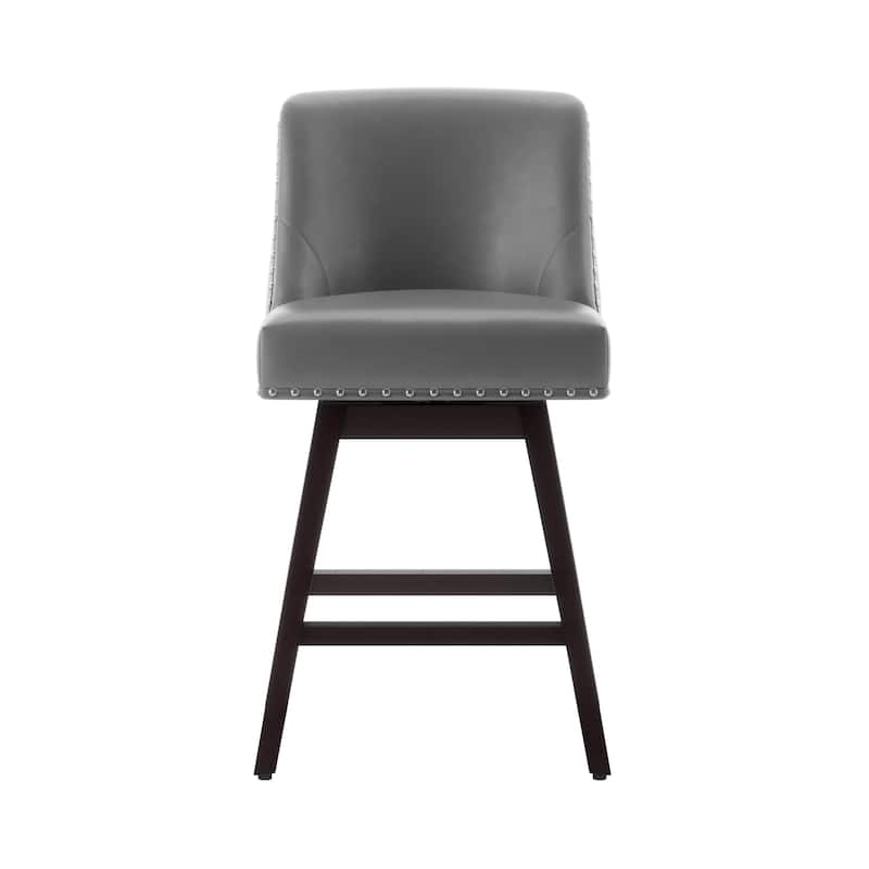 26 in. Fabric Upholstered Counter Height Swivel Bar Stool with Footrest - 19.6"D x 19.6"W x 37"H