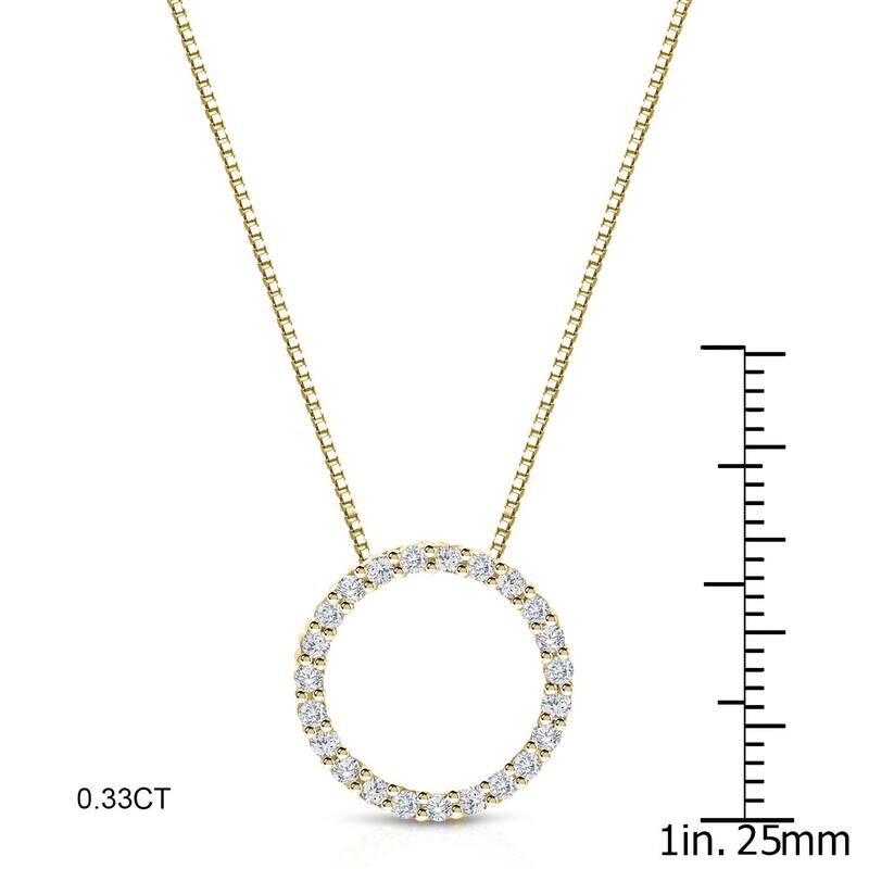 Auriya 14K Yellow Gold Diamond Circle Pendant Necklace