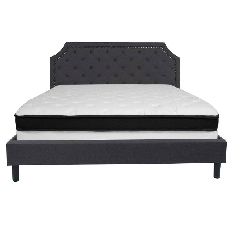 Arched Tufted Platform Bed and Memory Foam Pocket Spring Mattress