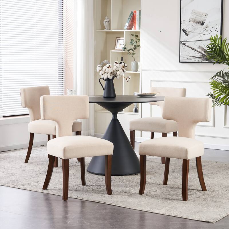 Upholstered Mordern Design T Back Dining Side Chair- Set of 2 - Set of 4 - Beige