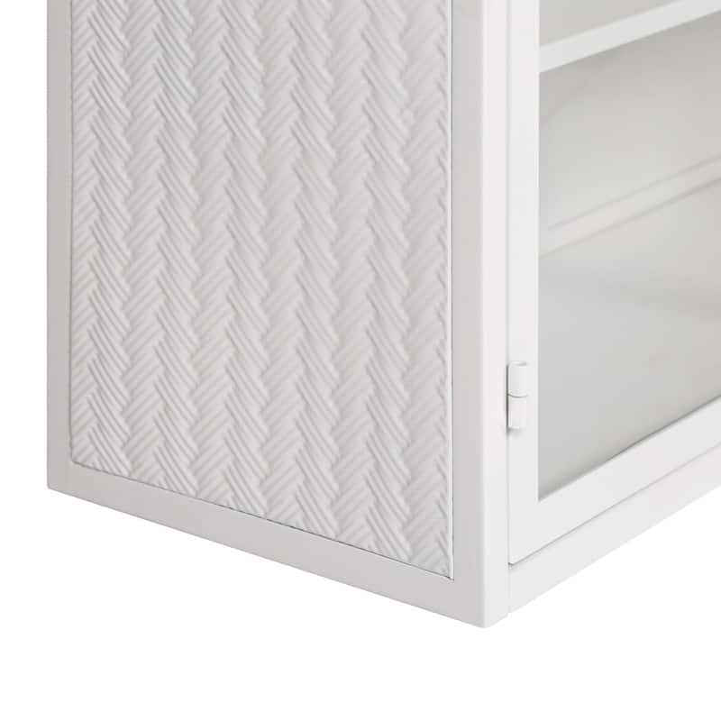 27.56" Kitchen Wall Storage Cabinet with Glass Doors and Three-tier Storage