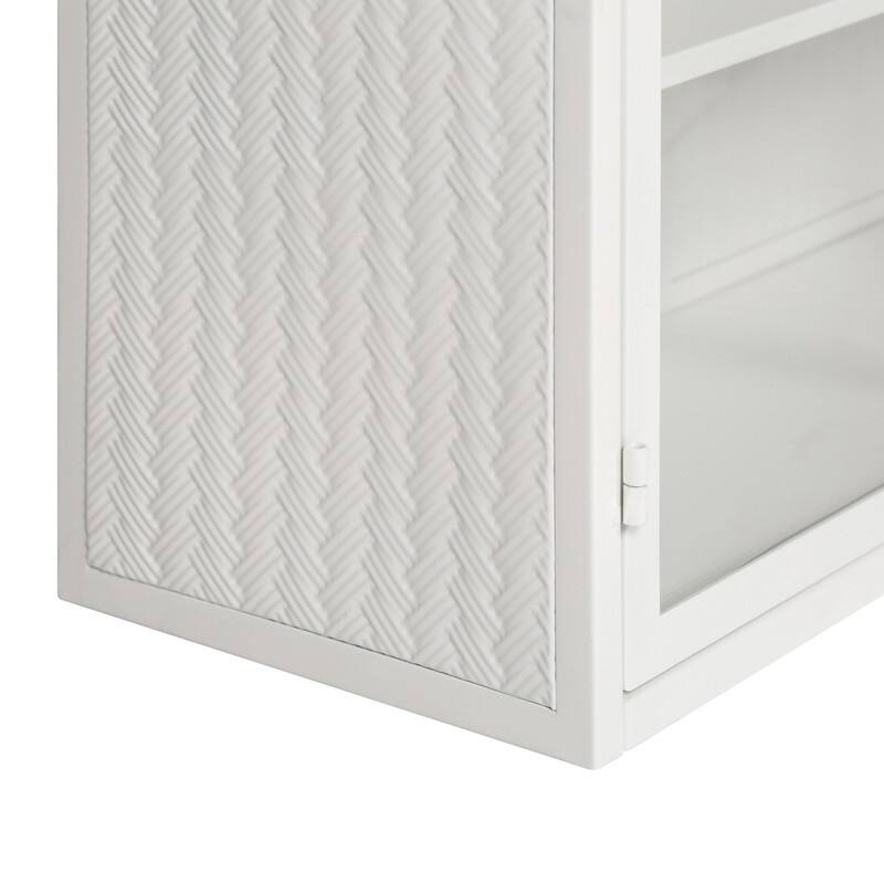 27.56" Modern Woven Pattern Glass Door Wall Cabinet - 3-Tier Storage for Living Room, Bathroom, Entryway & Dining Room