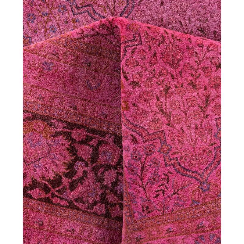 Overdyed One-of-a-Kind Hand-Knotted Square Area Rug - Pink - 12' 4" x 12' 6"