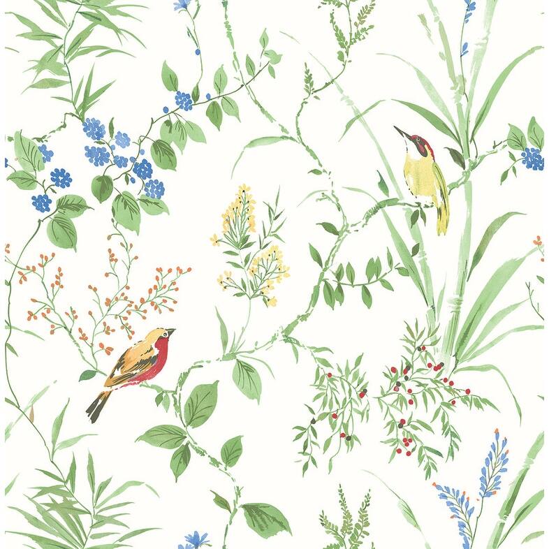 Brewster Chesapeake Imperial Garden Green Botanical Wallpaper - 20.5in x 396in x 0.025in