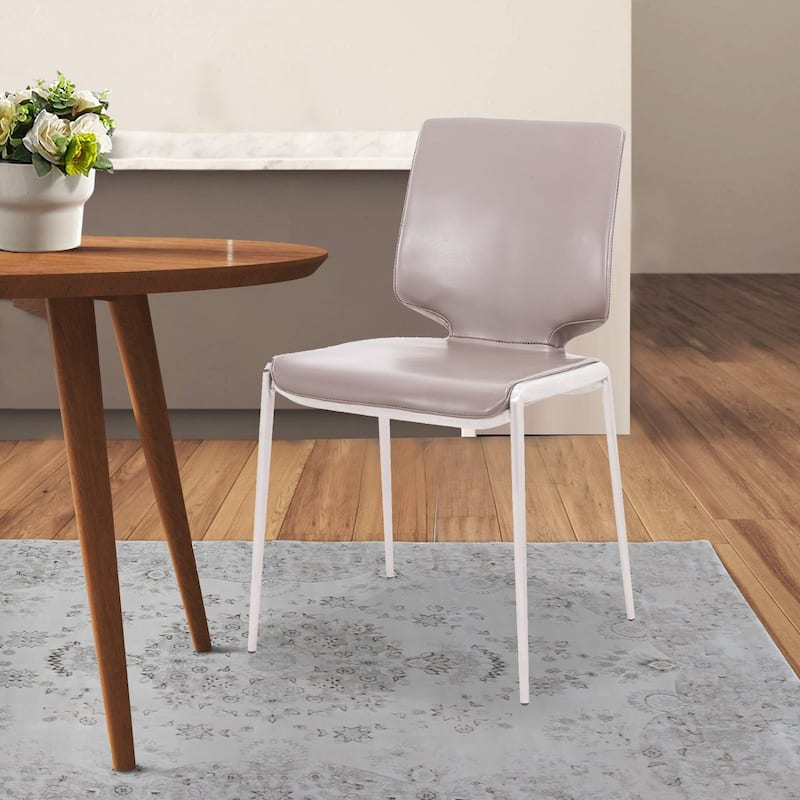 Silver/Gray Faux Leather Upholstered Metal Frame Dining Chair, Set of 2, Sturdy Dining Chair for Dining Rooms - 15.5