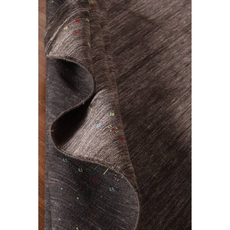 Hand Knotted Oriental 100% Wool Carpet Tribal Tribal Brown Gabbeh Area Rug - 9' 11'' X 7' 11''
