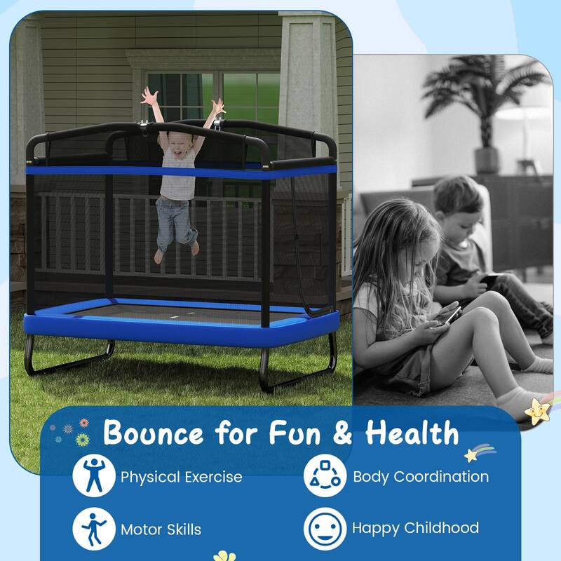 Gymax 6 FT Kids Trampoline w/Swing & Horizontal Bar Safety Enclosure