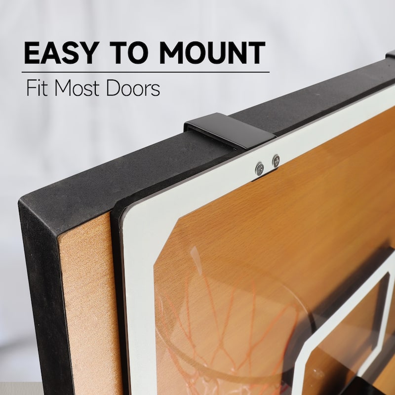 GSE™ 24"x16" Over-The-Door Pro Basketball Hoop with Basketball & Pump, Large Basketball Backboard & Hoop Set