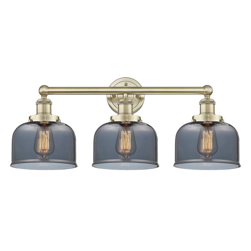 Innovations Lighting 616-3W-10-25 Bell Vanity Bell 3 Light 25" Wide - Antique Brass / Plated Smoke