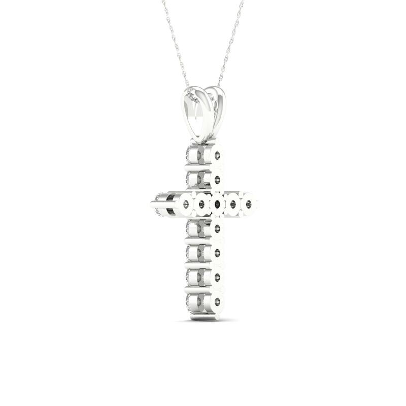 1 1/4ct TDW Diamond Cross Pendant Necklace in 14k Gold for Women