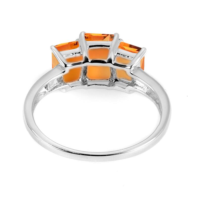 925 Sterling Silver Citrine 3-Stone Ring