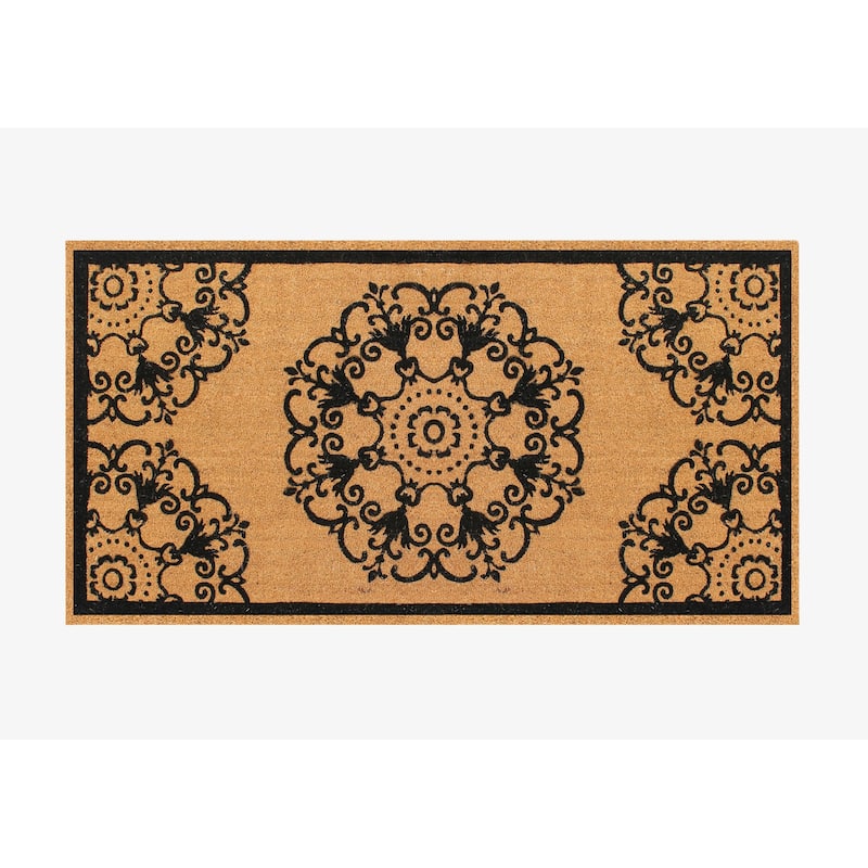 A1HC Natural Coir Flock Door Mat for Front Door, 36x72, Anti-Shed Treated Durable Double Door Entrance Doormat