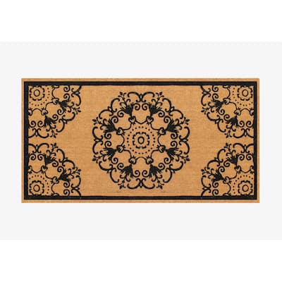 A1HC Natural Coir Flock Door Mat for Front Door, 36x72, Anti-Shed Treated Durable Double Door Entrance Doormat