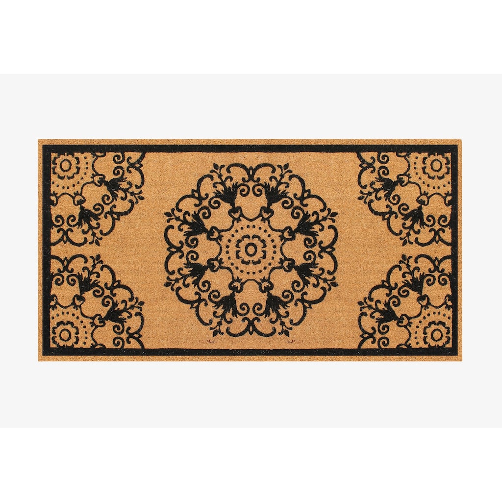 A1HC Natural Coir Flock Door Mat for Front Door, 36x72, Anti-Shed Treated Durable Double Door Entrance Doormat