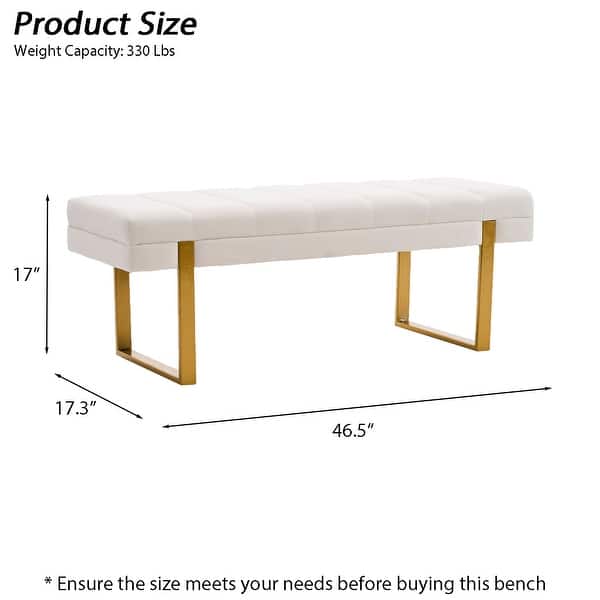 dimension image slide 8 of 16, Upholstered Bedroom Bench Tufted Entryway Bench Modern End of Bed Bench Dining Bench with Gold/Black Metal Legs for Window