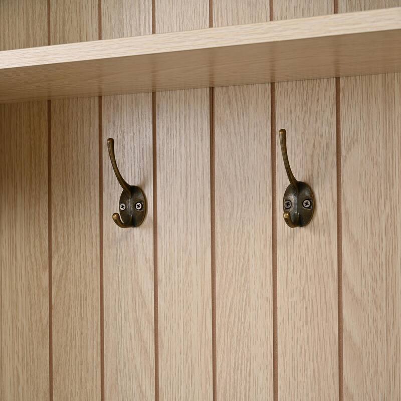 Farmhouse Wooden Style Hall Tree with Arched Design