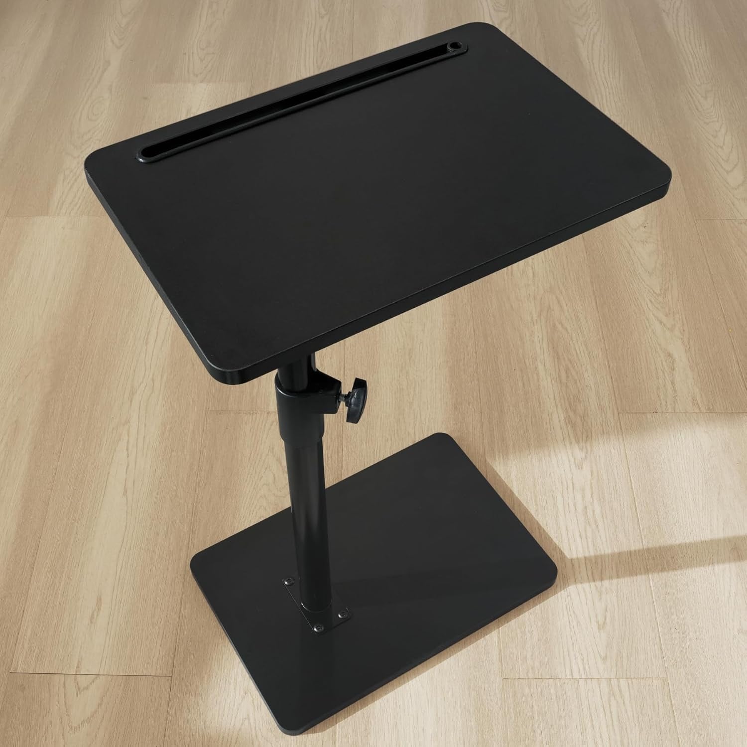 Adjustable Swivel Armrest Tray for Couch - Compact Side Table with Phone & Tablet Slot (Black)