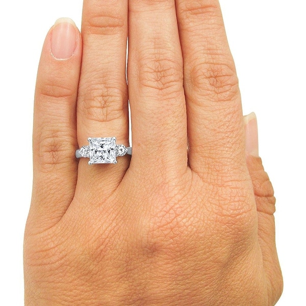 White Gold Finish 2.50 Ct Round Cut Diamond Halo Engagement Ring