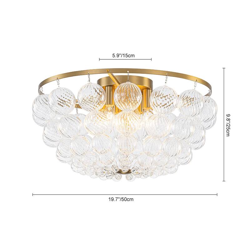 Glam 6-Light Twisted Glass Globe String Flush Mount - 19.7in