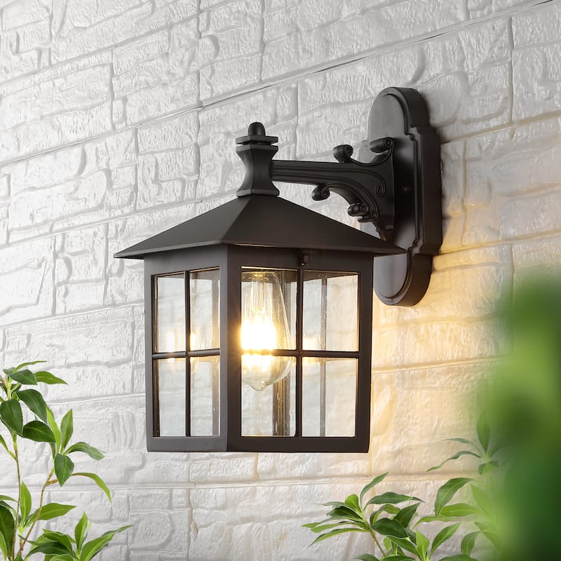 SAFAVIEH Lighting Basilisa Outdoor Wall Sconce - 10" W x 7" D x 13" H - 10Wx7Dx13H