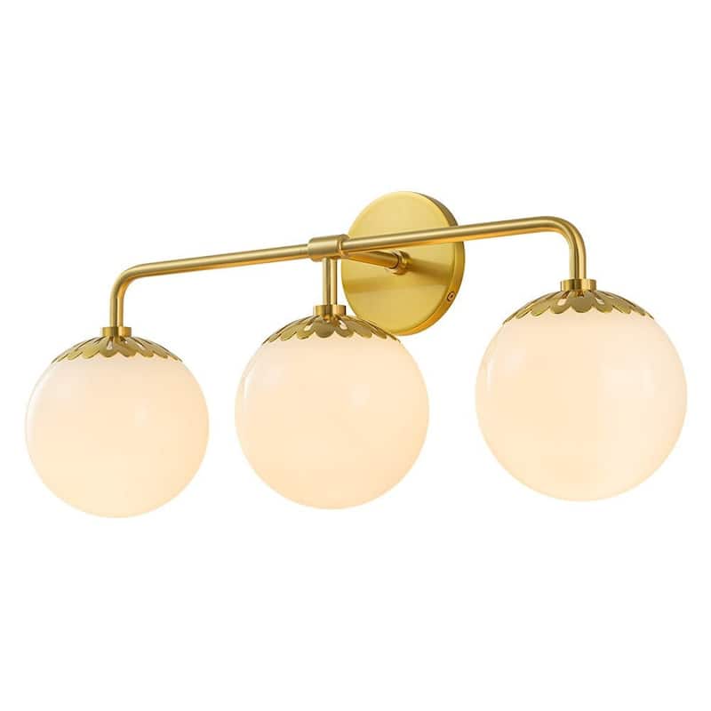 3-Light Opal Glass Bubble Brass Bathroom Vanity Light - 23in