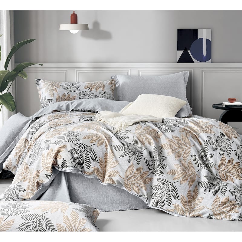 Brown Floral 100% Cotton Reversible Comforter Set