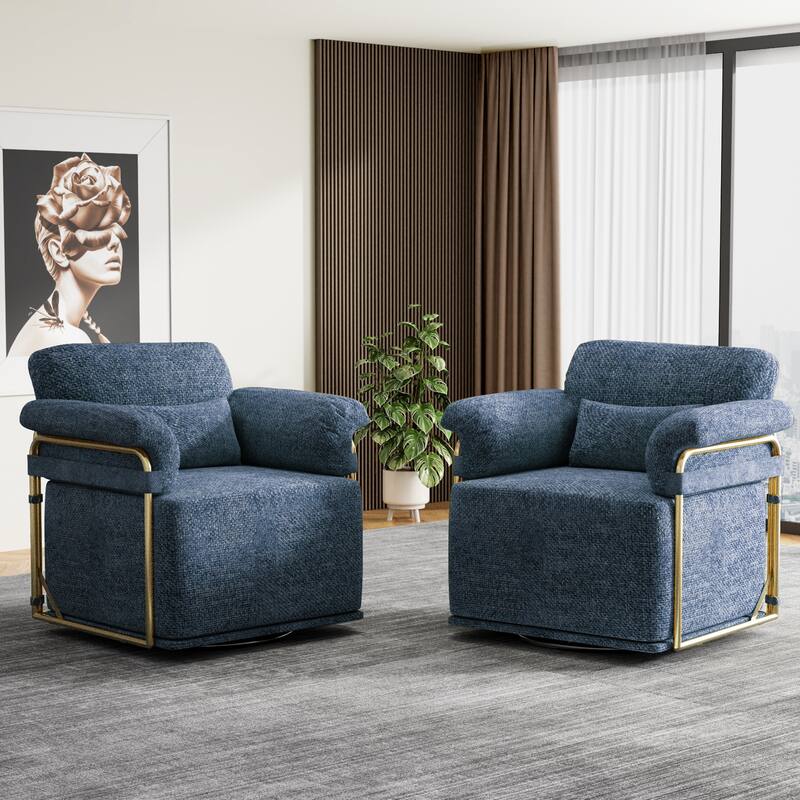 360 Degree Swivel Accent Sofa Chair Lounge Wide Upholstered Reading Chair