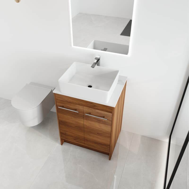 Malwee 24"/36"/48"/60" FreeStanding Bathroom Vanity, Floor Stand Bathroom Vanity with Ceramic Sink,Soft Close Door and Shelf