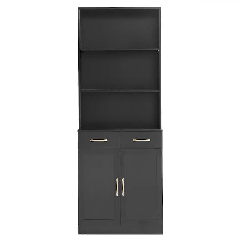 Freestanding Kitchen Pantry Cabinet Storage Cabinet with Adjustable Shelf, Tall Bathroom Cabinet with Anti-Tip