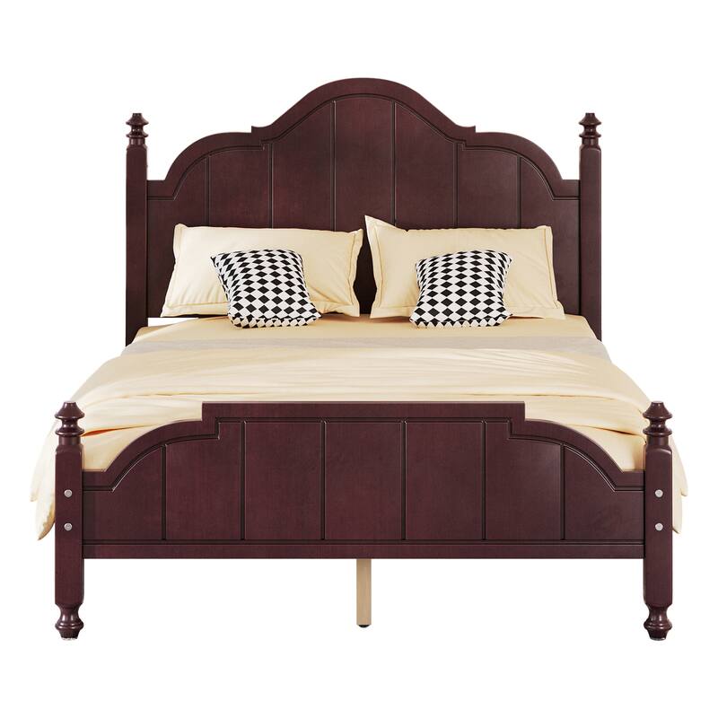 Full Size Wooden Platform Bed with Headboard Slats Support and No Box Spring Required