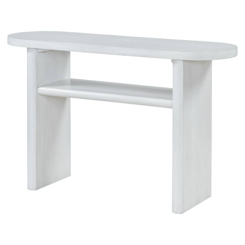 Elegant Minimalist Console Table with Rounded Edges and Sturdy Shelf Design for Entryway