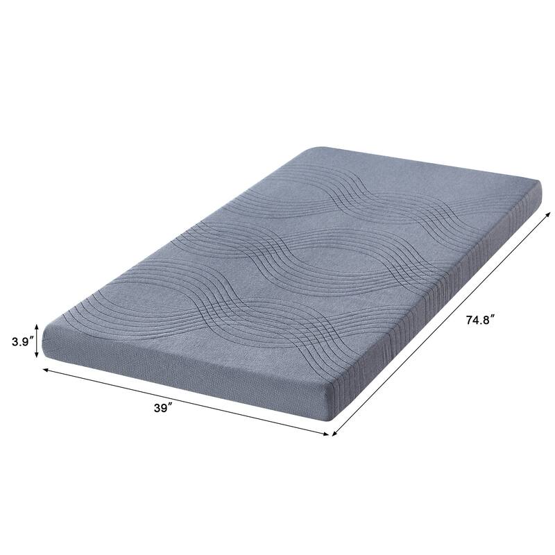 4 Inch Mattress Topper, Comfort Memory Foam Bed Topper with Removable Washable Cover, Gray - Grey - Twin