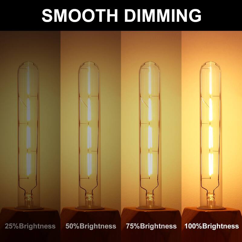 Dimmable Led Tubular Light Bulbs, T30 Edsion Bulbs, 2700k Filament Light Bulbs for Chandelier Light or Industrial Wall Sconces