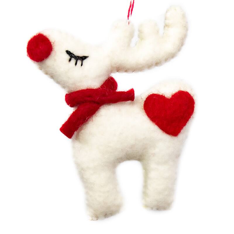 Reindeers in Love Handmade Felt Ornaments, Set of 2
