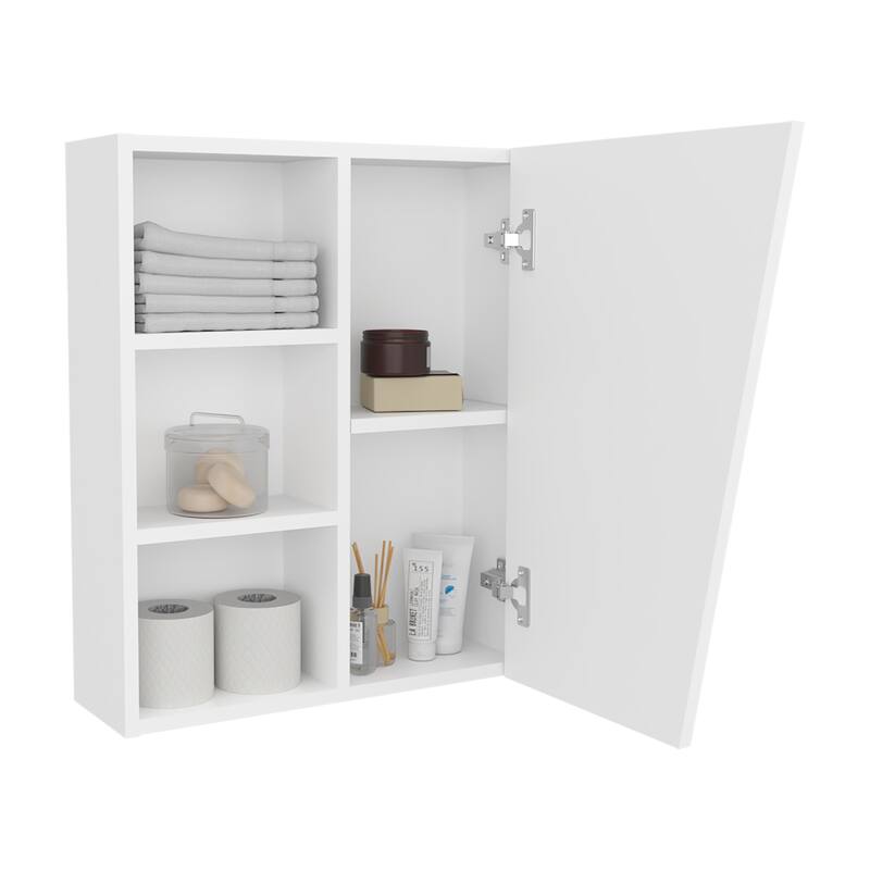 Medicine Cabinet with Mirrored Door and Open Storage