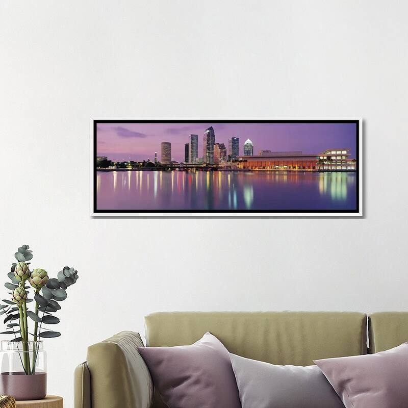 iCanvas "Tampa Panoramic Skyline Cityscape (Dusk)" by Unknown Artist Framed Canvas Print