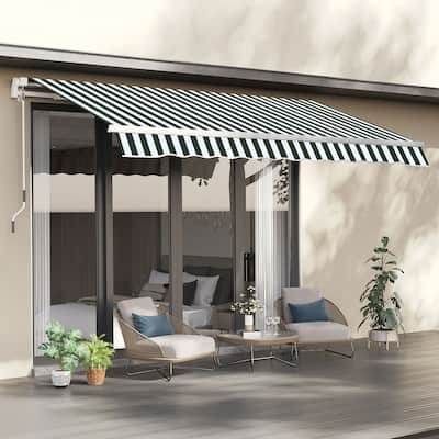 Outsunny 8' x 6.6' Patio Retractable Awning/Manual Exterior Sun Shade Deck Window Cover