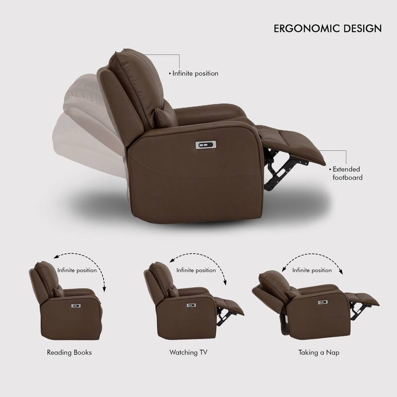 94.5'' W Faux Leather Dual-Power Oversized Width Seat Loveseat with Wireless Charging, Reading Light