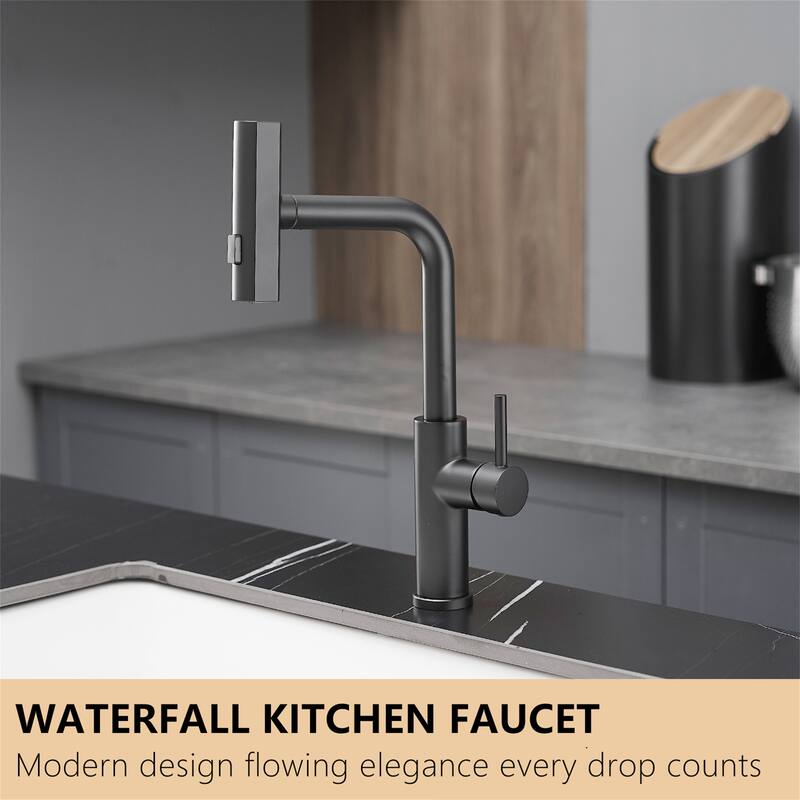 Kitchen Sink Faucet with Pull-Out Sprayer - Single Hole Bar Faucet