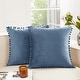 preview thumbnail 15 of 19, Deconovo Set of 4 Velvet Pom-Pom Pillow Covers Multiple Sizes 16x16 Inch - Haze blue