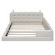 preview thumbnail 3 of 16, Queen Size Upholstered Platform Bed with 2 Reading Lights, White