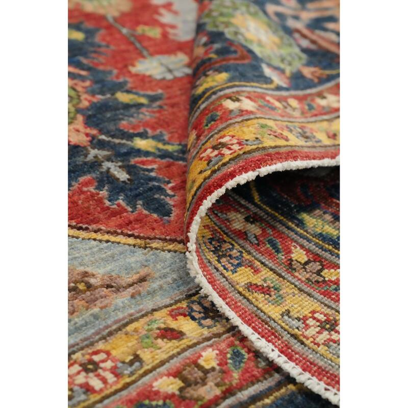 Hand Knotted Oriental 100% Wool Carpet Traditional Floral Red Heriz (serapi) Area Rug - 10' 0'' X 8' 0''