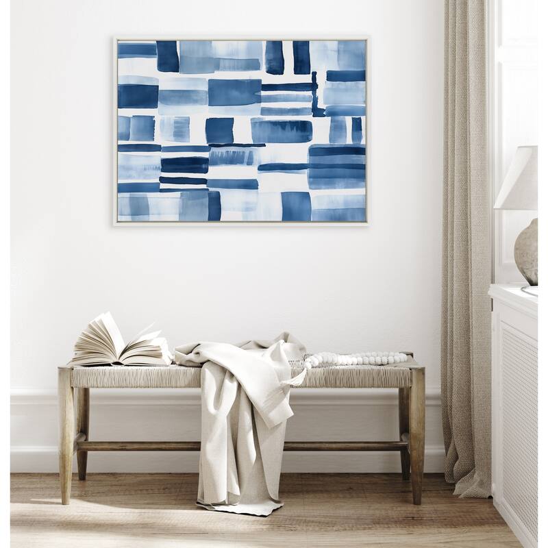 Kate and Laurel Sylvie Coastal Abstract Framed Canvas by Amy Lighthall