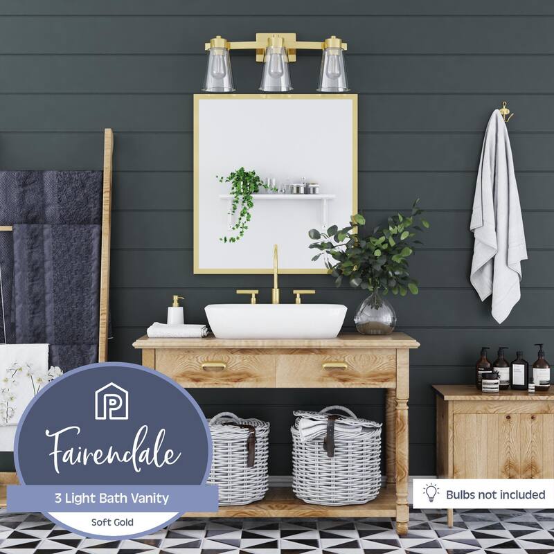 Prominence Home Fairendale Traditional Farmhouse Bathroom Vanity Light, Soft Gold - Soft Gold