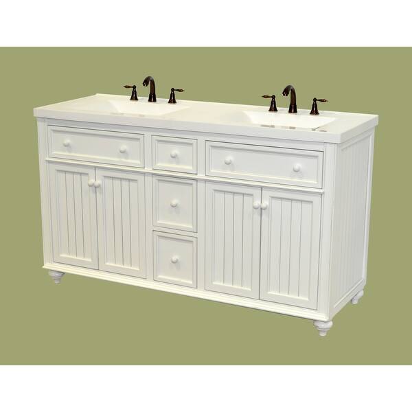 Sagehill Designs Cr6021dn Designer White Cottage Retreat 60 Bathroom Vanity Cabinet Only With 3 Drawers And 2 Cabinets Overstock 16903307
