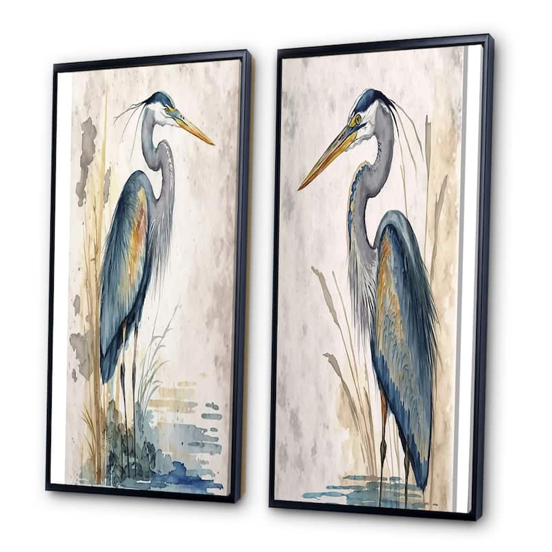 Designart "Heron By The Waterside Watercolour I" Animals Wall Art Décor Gallery Wall Set For Home Decor