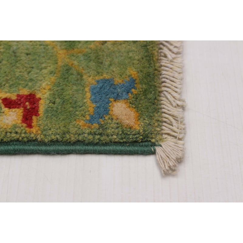 ECARPETGALLERY Hand-knotted Uzbek Ghazni Lime Green Wool Rug - 8'5 x 11'4
