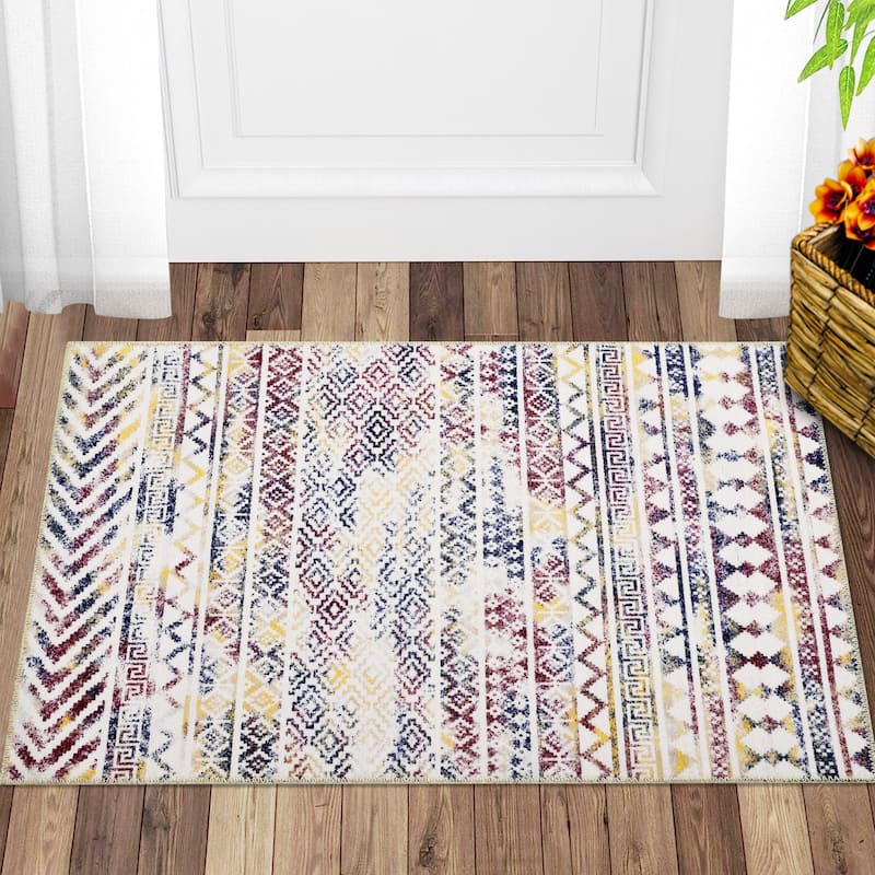 Garvee Moroccan Geometric Machine Washable Area Rug