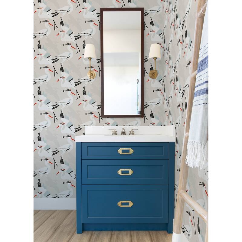 NuWallpaper Coastal Wings Tan Peel and Stick Wallpaper - N/A